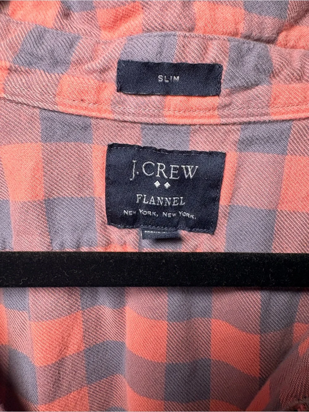 J. Crew Men’s Coral Pink and Gray Check Button-Down Shirt